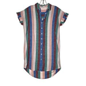 Madewell Central Shirtdress in Flagstaff Stripe Short Sleeve Womens XS Linen